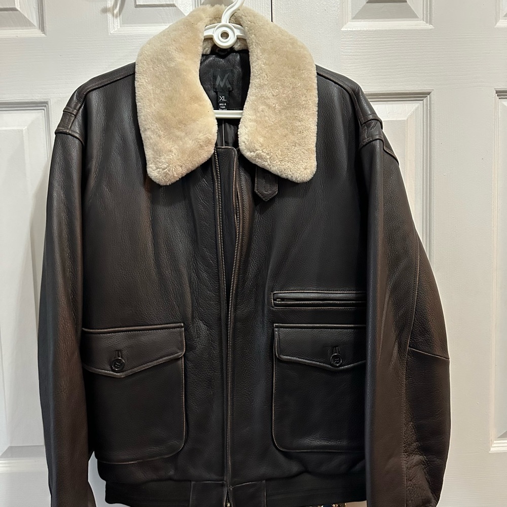 Aviator aviation plane aircraft airplane pilot leather bomber jacket coat